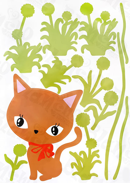 Cat Grass - Large Wall Decals Stickers Appliques Home Decor