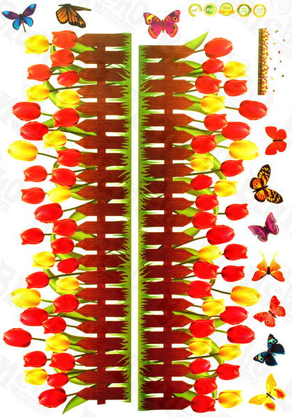 Active Butterfly and Warmth Of Tulips - Wall Decals Stickers Appliques Home Dcor